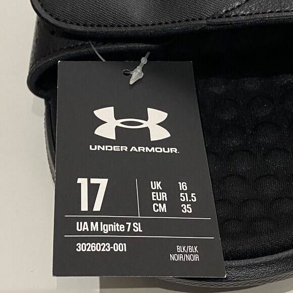 Under Armour UA Mens Ignite 7 Slide Sandal Size 17 Black Adjustable Strap Lounge - Picture 4 of 7